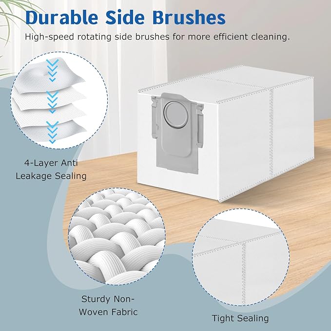 Accessories Replacement Kit for Roborock Qrevo Serie - QV 35A/QV 35S, QR 598/QR 798 Robot Vacuum, 1 Main Brush, 4 Mop Clothes, 2 Filters, 4 Side Brushes, 6 Dust Bags, 1 Cleaning Tool - 18 Pcs
