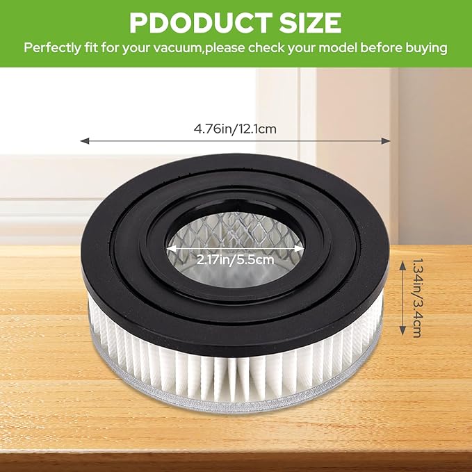Vacuum Motor Filters Compatible with PowerSmith PAVC101(10 Amp Ash Vacuum) - HEPA Filter Replacement - 2 Pack