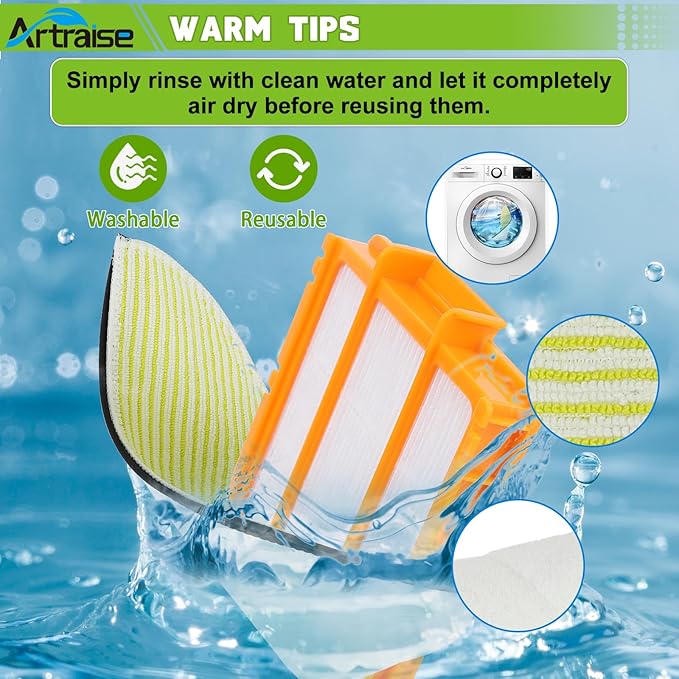 RV2610WA Replacement Parts for Shark RV2610WA AV2610WA RV2620WA RV2610WD RV2410WD RV2620WD Mop Brush Filter Kit for Shark AI Ultra 2-in-1 Robot Vacuum, 4 Mop Pads, 2 HEPA Filters, 6 Side Brushes