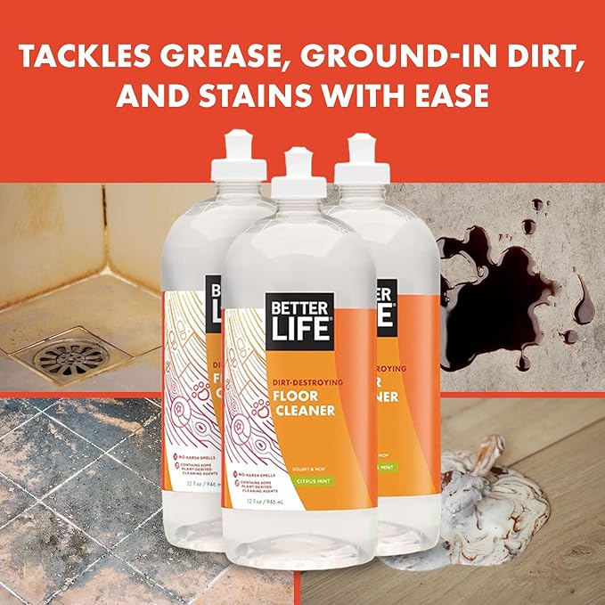 Better Life Floor Cleaner - Liquid Multipurpose Cleaner for Wood, Tile, Laminate, Vinyl, Bamboo - Hardwood Floor Cleaner for Mopping - Citrus Mint 32oz