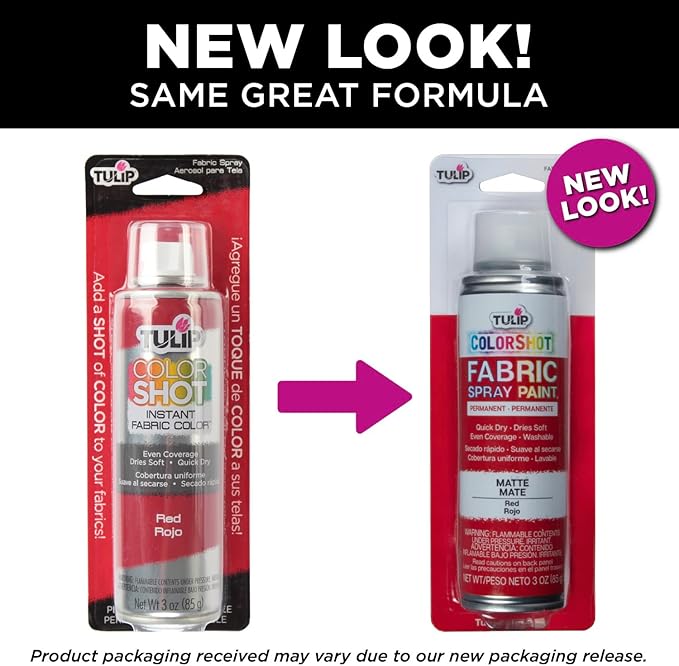 Tulip ColorShot Instant Fabric Spray Paint, Permanent Color Spray-On Fabric Paint, 3oz, Red