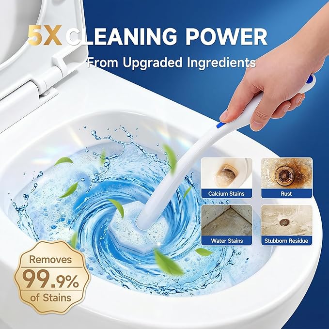 50 Count Toilet Wand Refills Compatible for Clorox, 5X Cleaning Power Toilet Bowl Cleaners & High-Density Disposable Toilet Brush Scrubber - No Falling Apart, Instant Foam Cleaning