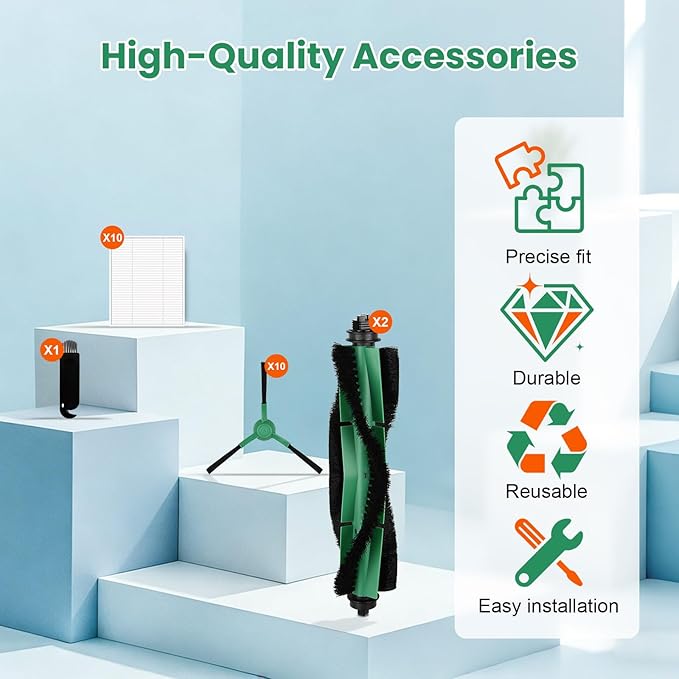 23 Pcs Accessories Kit for iRobot Roomba 104, 105 Vac/Combo, Y0140, Y0110, Q0520, Q0120, Q011 Robot Vacuum, Replacement Parts include 2 Main Brushes, 10 Hepa Filters, 10 Side Brushes, 1 Cleaning Tool