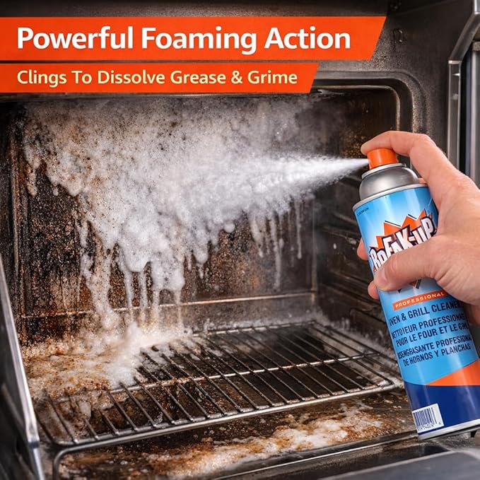 Diversey Break-Up Professional Oven & Grill Cleaner, Heavy Duty Grease Remover for Grill Grates, Ovens, Flat Tops & Vent Hoods, 19 oz Aerosol Spray, Pack of 6