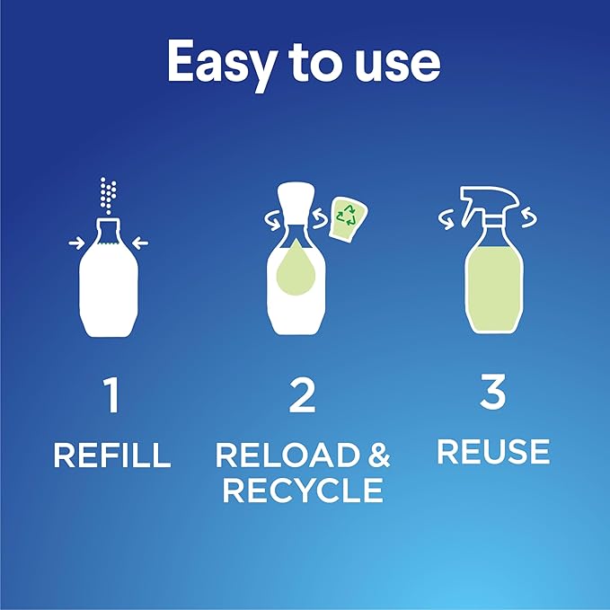 Clorox Multi-Purpose Cleaner System Starter Kit, Household Essentials, 1 Bottle and 1 Refill, Crisp Lemon, 1.13 Fl Oz