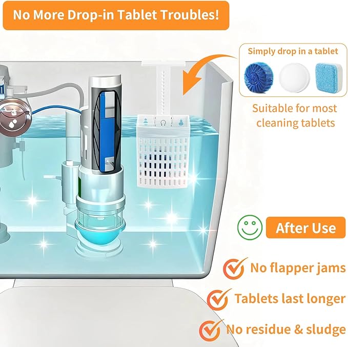 2 Pcs Toilet Tank Cleaner Caddy with Adjustable Hook, Toilet Cleaning Tablet Holder, Toilet Tank Carrier for Blue Tablets & Bleach Pods