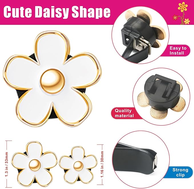 6 Pcs White Daisy Flower Air Freshener Outlet Clip Cars Conditioning Perfume Clips Charm Car Interior Decor Accessories for Women Girls Christmas Gifts