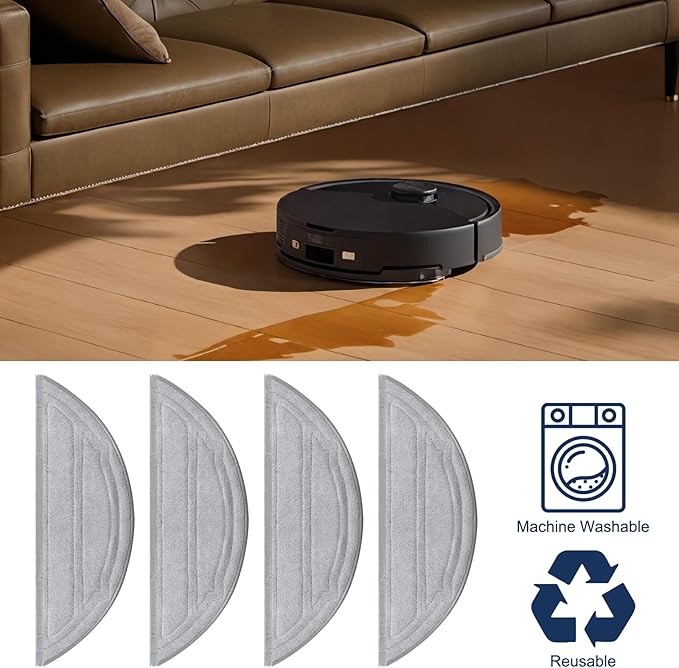 8 Pcs Replacement Mop Pads for Roborock Q10 S5 / Q10 S5+ Robot Vacuum Cleaner, Washable Reusable Mopping Pad Replacement Accessories