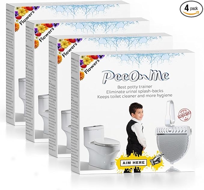 Toilet Clip-On Splash Guard – In-Bowl Odor Control for Bathrooms – Long-Lasting Scent (4, Flowers)