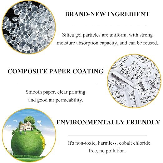 Silica Gel Packets, 50PCS 5 Gram Premium Transparent Desiccant Packs for Storage, Moisture Absorbers for Control Absorbing, Desiccant Dehumidifiers Bags for Electronics, Clothes Shoes, Jewelry, Spices