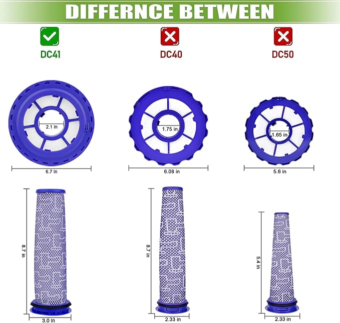 Ball Animal 3 Filter Replacement for Dyson DC41 DC65 DC66 UP13 UP20 UP30 Ball Animal 2 Ball Animal 3, Multi Floor Vacuum, Compare Part# 920769-01 & 920640-01, 2 Post-Motor + 2 Pre-Motor Filters
