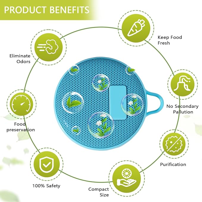 Refrigerator Deodorizer, Fridge Odor Eliminator - USB Rechargeable & Reusable, Eliminates Odors in Fridges, Cars, Closets, More Effective Than Baking Soda Bamboo Air Purifying Bags