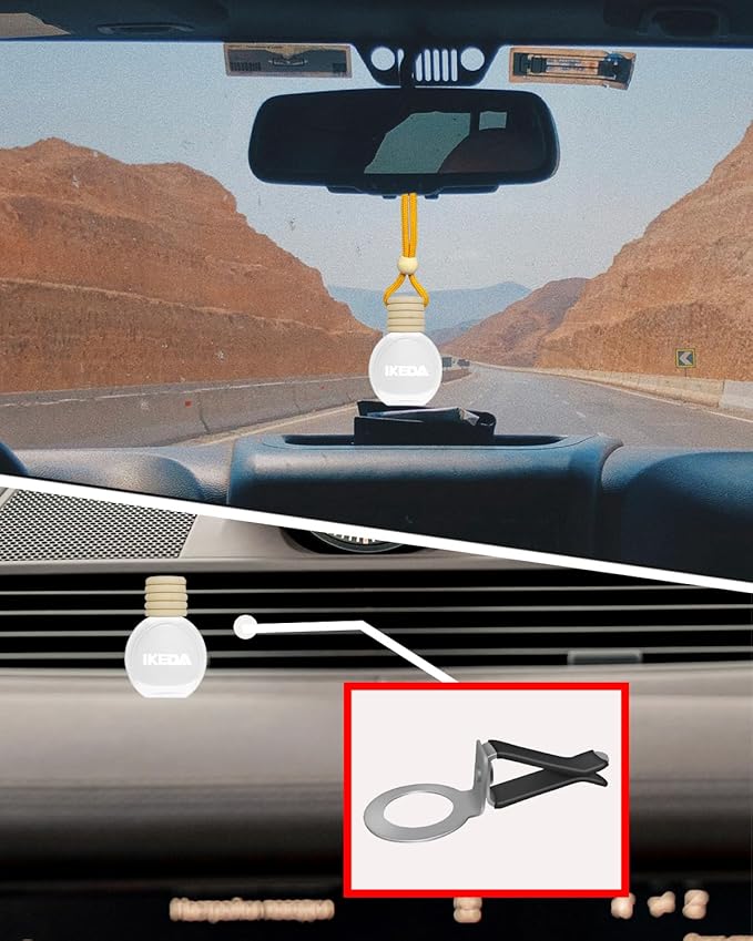 Car Air Freshener Hanging, Car Scent with Vent Clip Bottle,45-Days Long Lasting Fragrance,Essential Oil Diffuser,Odor Eliminator for Home Deodorizer (Round, Coconut)