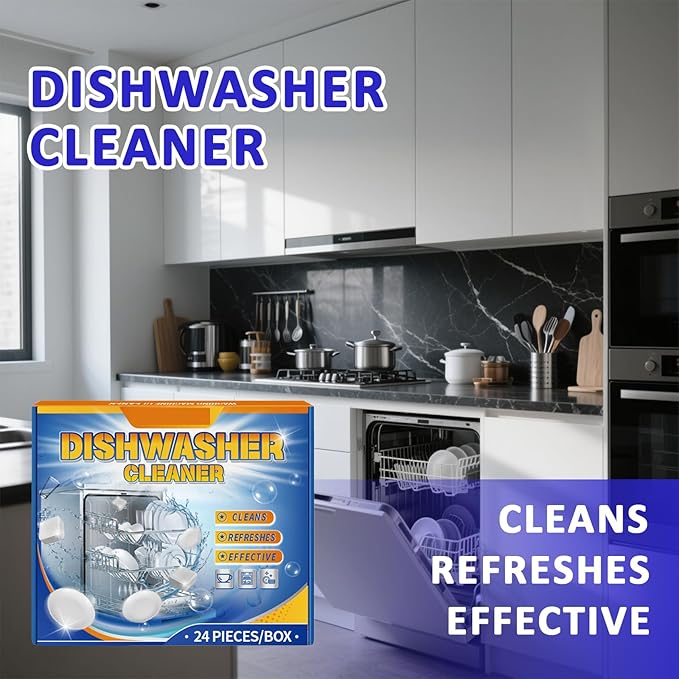 Deep Clean Dishwasher Cleaner Tablets - 24 Count | Removes Limescale, Odors & Residue | Fresh Scent | Safe for All Dishwashers (Brand Name Optional)