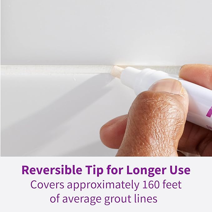 Rejuvenate Grout Renewer Pen, 1 Count, White Grout Color Restorer Instantly Covers Stained, Dirty Or Old Grout Between Kitchen And Bathroom Tiles
