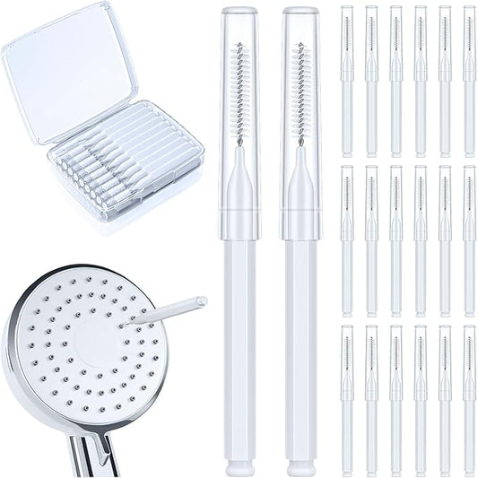 Shower Head Cleaning Brush for Small Hole,Multifunctional Shower Head Cleaner Tool Anti-Clogging Nozzle with Storage Boxes, Showerhead Cleaning Brushes Picks for Household Bathroom, White