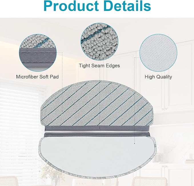 Mop Pads Replacement for Yeedi C12 PRO PLUS/C12 PLUS/C12 Robot Vacuum Cleaner, Include Washable and Reusable Soft Microfiber Mop Pads Accessories Part（6 Pack）