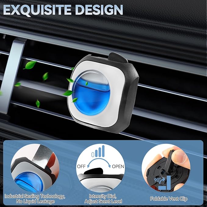 Car Air Freshener Vent Clip 6 Pack 4ml Each Up to 180 Days Long Lasting Scent Odor Eliminator for Women Men(Crystal Ice)