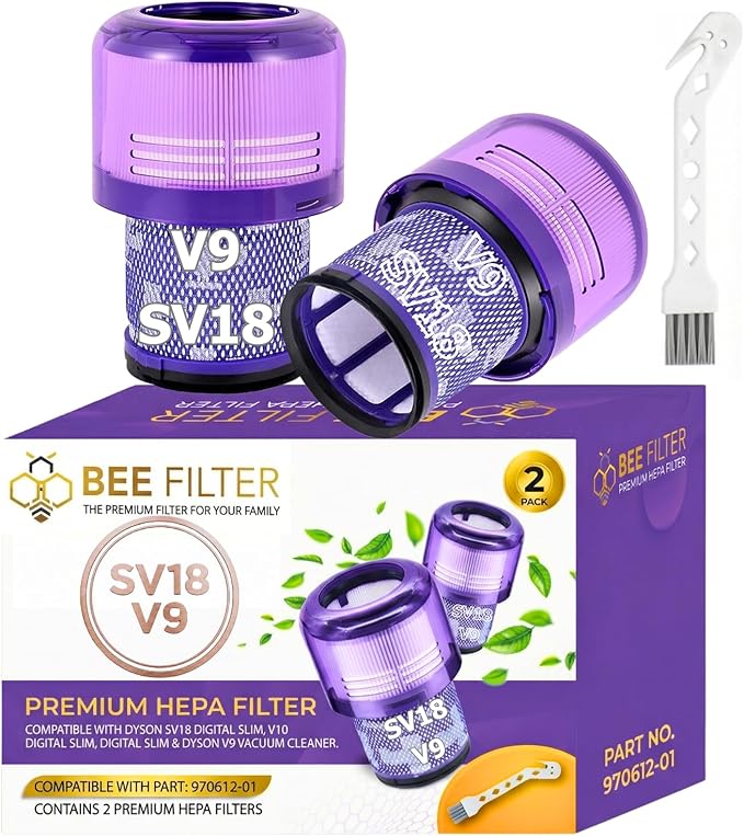 Dyson Sv18 Filter, 2-Pack Premium True HEPA Replacement Filters Compatible with Dyson SV18 Vacuum, Dyson V9 Motorbar Vacuum, V9 Filter, Digital Slim, Sv18 Filter Replacement, Part no. 970612-01