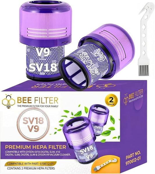 Dyson Sv18 Filter, 2-Pack Premium True HEPA Replacement Filters Compatible with Dyson SV18 Vacuum, Dyson V9 Motorbar Vacuum, V9 Filter, Digital Slim, Sv18 Filter Replacement, Part no. 970612-01