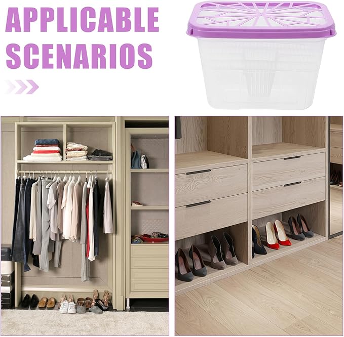 Empty Moisture Absorber Box Reusable Plastic Holder for Closet Dehumidifier Cabinet and Wardrobe Large Capacity Moisture Absorbing Storage Container 5.90X3.93X3.74 Inches 4-Pack