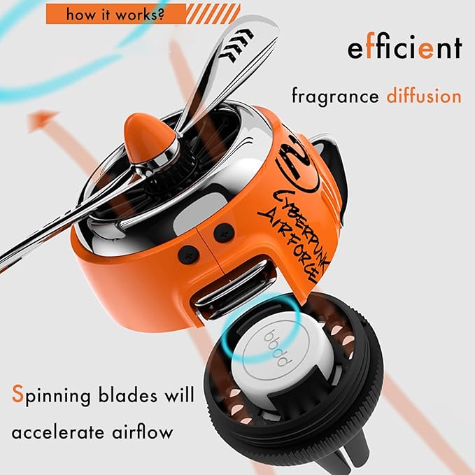 INEBIZ Car Air Freshener Vent Clip, Propeller Aromatherapy Diffuser, with 2 pcs Long Lasting Scent Refill, Automotive Interior Accessories Universal for Men & Women