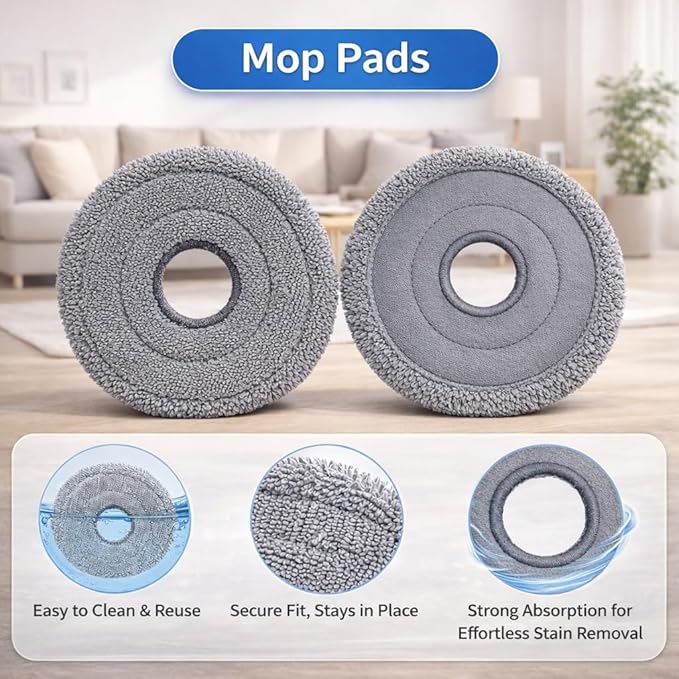 10Pack Mop Pads for Roborock Qrevo Curv/QV 35A/Q Revo/Qrevo S/Qrevo Pro/Qrevo Plus/Qrevo Master/Qrevo Slim/Saros 10R/Qrevo Edge Robot Vacuum Cleaner, Spin Cleaning Pads Replacement Accessories Set