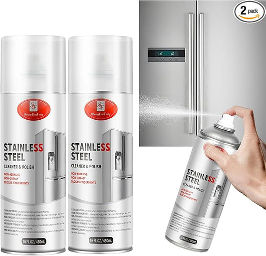 Stainless Steel Cleaner & Polish （17OZ Pack of 2）- Quick Shine, Streak-Free Formula - Safe for Appliances, Cookware, Sinks - Restores Shine - Eco-Friendly