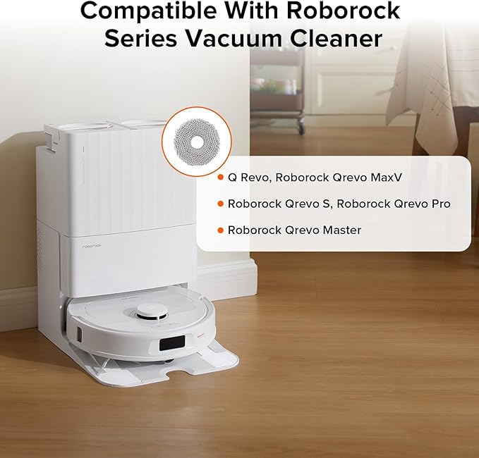 roborock 4 Pack Microfiber Mop Cloths for Q Revo, Qrevo MaxV, Qrevo S, Qrevo Pro, Qrevo Slim Qrevo S5V Robot Vacuum Cleaner, Mop Pad Replacement Accessories