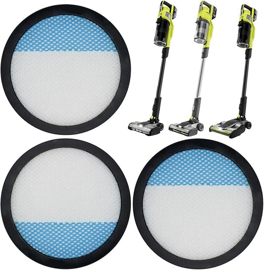 3 Pack Filter Replacement for Ryobi 18V 1 + Cordless Stick Vacuum PBLSV716K, PBLSV716B, PBLSV717K, PBLSV717B, PCL720K, PCL720, Compare to Part A32SV720N