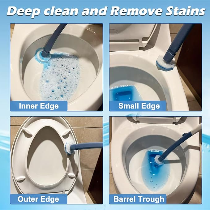 60pcs Disposable Toilet Wand Refills，Compatible with Most Toilet Brushes，5X Cleaning Power Toilet Bowl Cleaners，No Falling Apart，Upgrade Fiber Cleaner Heads，for Closestool Bathroom Cleaning