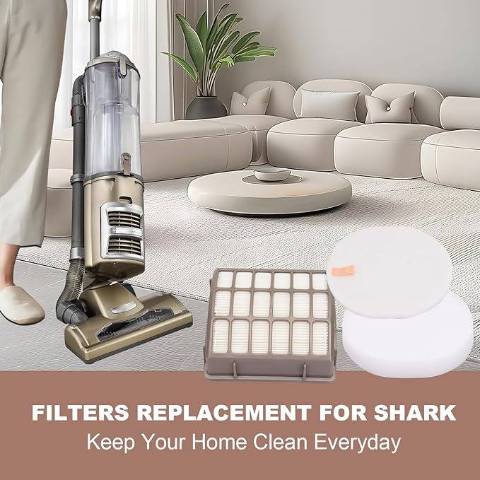 Vacuum Filters Replacement for Shark NV60 NV70 NV70 26 NV71 NV80 NVC80C NV80 26 NV90 NV95 UV420 NV90 26 Navigator Professional Upright Vacuum,2 HEPA Filter, 4 Foam & 4 Faux Felt Filters # XFF80 XHF80