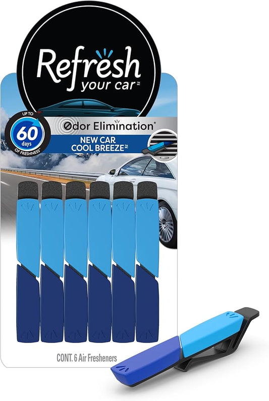 Refresh Your Car! Vent Air Freshener (New Car /Cool Breeze Scent, 6 Pack)