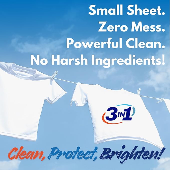 Laundry Detergent Sheets Fresh Linen Scent - 60 Loads Eco Liquidless Soap - Travel-Friendly for Hot & Cold Cycles, Tackles Tough Stains & Odors - Gentle on Skin, 60 Sheets
