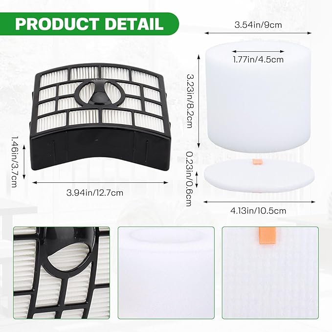 Vacuum Filters Replacement for Shark Rotator Powered Lift-Away Vacuum NV650 NV650W NV651 NV652 NV750W NV751 NV752 NV831 NV835 AX950 AX951 AX952 ZU632 AZ1000W AZ1002 AZ1002BRN # XFF650 XHF650