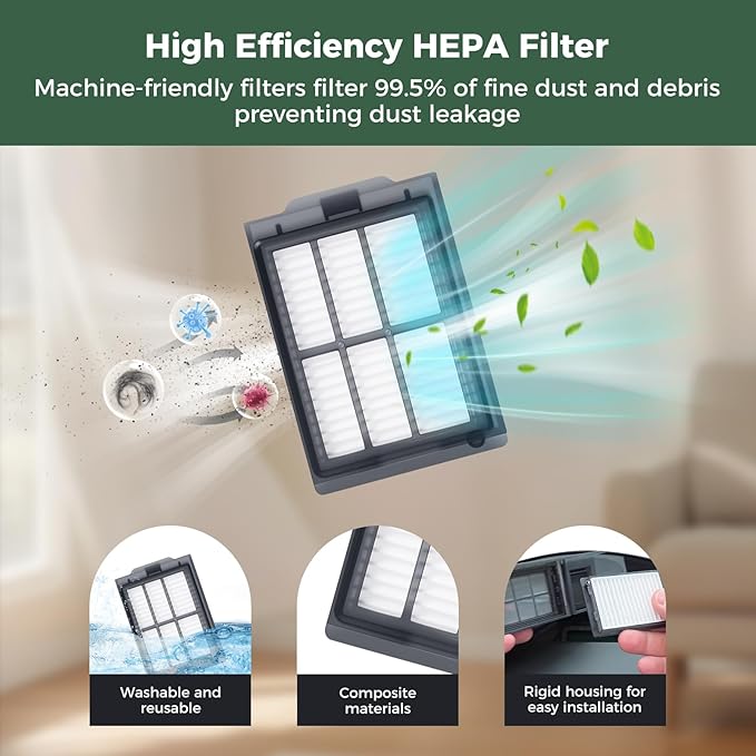 24 Pcs Accessories Kit for iRobot Roomba Plus 405 Combo/505 Combo/507 Combo Robot Vacuum Cleaner: 1 Main Brush, 6 Dust Bags, 6 Mop Pads, 4 Filters, 6 Side Brushes and 1Cleaning Brush(400/500 Series)