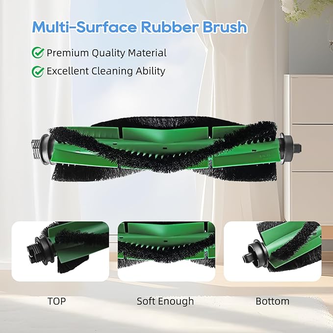 Replacement Parts Compatible for iRobot Roomba Combo Essential Series (RVG-Y1), Y0140, Y0110, 104/105 / 106/108 / 1010/1020 Combo, 1 Main Roller Brush, 4 Side Brushes, 4 Filters, 6 Mop Pads (16 Pack)