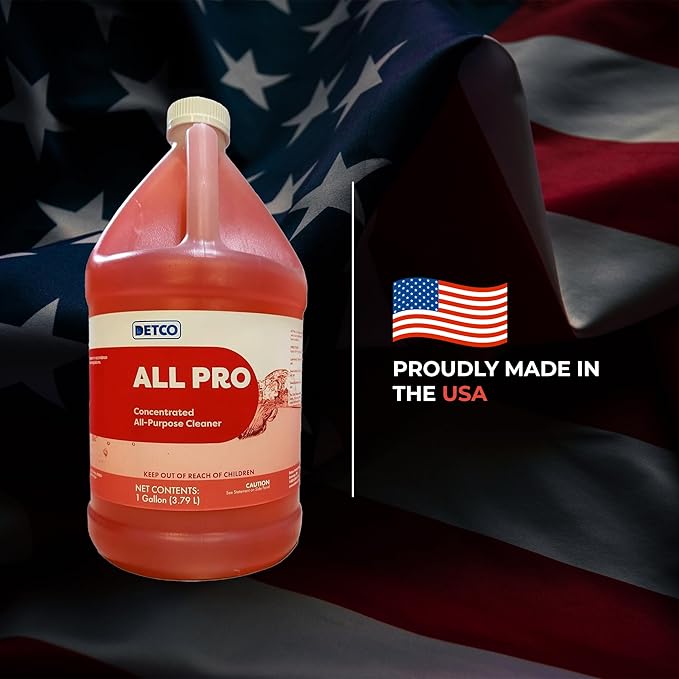 ALL PRO Concentrated All Purpose Cleaner – Biodegradable, Non Toxic, Heavy Duty, Foaming & Streak Free Multi-Surface Solution, 4oz Per Gallon of Water, Daily No Rinse Cleaner, 1 Gallon