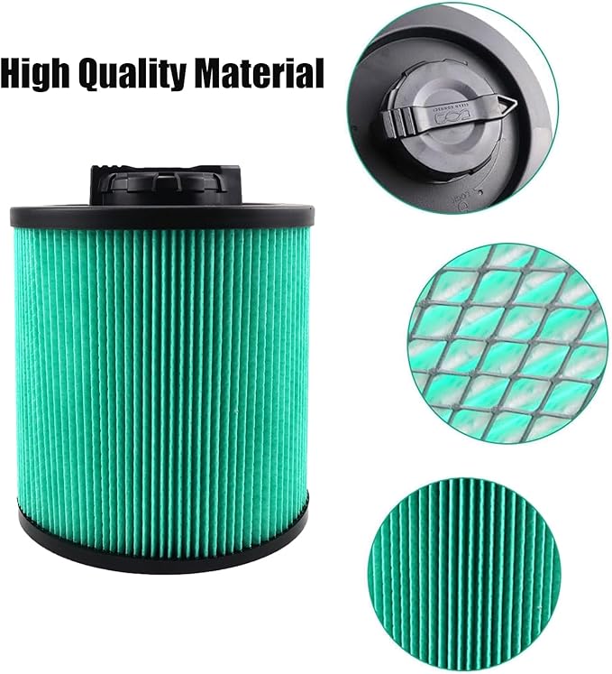 2pack DXVC6914 HEPA High Efficiency Cartridge Filter Fit for Dewalt 6-16 Gallon Wet/Dry Vacuum Cleaners with 2 Pack DXVA19-4101 Vacuum Bags