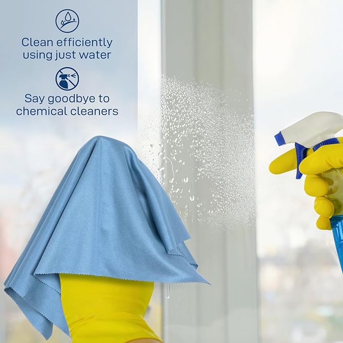 Microfiber Cleaning Cloths Glass Cleaner: 8 Packs 18X18 Window Cleaner Kit Wine Glasses Polishing Cloth Lint Free Washable Reusable Quickly Clean Mirro Screen Stainless Steel Windshield (03 White)