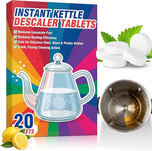 Kettle Descaler Tablet, Kettle Cleaner Remove Hardwater Limescale, Citric Acid for Cleaning, Limescale Remover For Kettles (20.02 Count (Pack of 1))