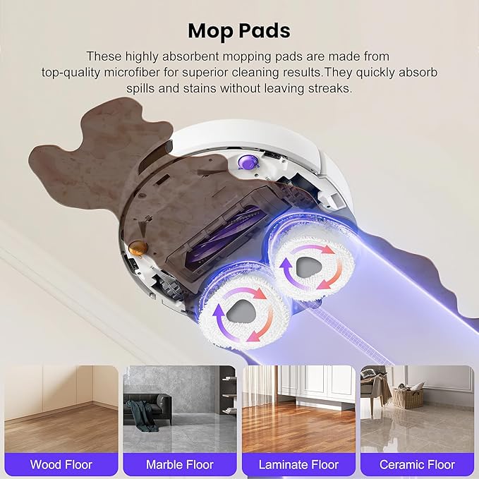 20 Pcs Accessories kit for Narwal Freo Z10 Ultra/Narwal Freo Z10 Robot Vacuum Cleaner, 1 Main Roller Brush, 6 Dust Bags, 4 Hepa Filters, 4 Mop Pads, 4 Side Brushes, 1 Clean Tool