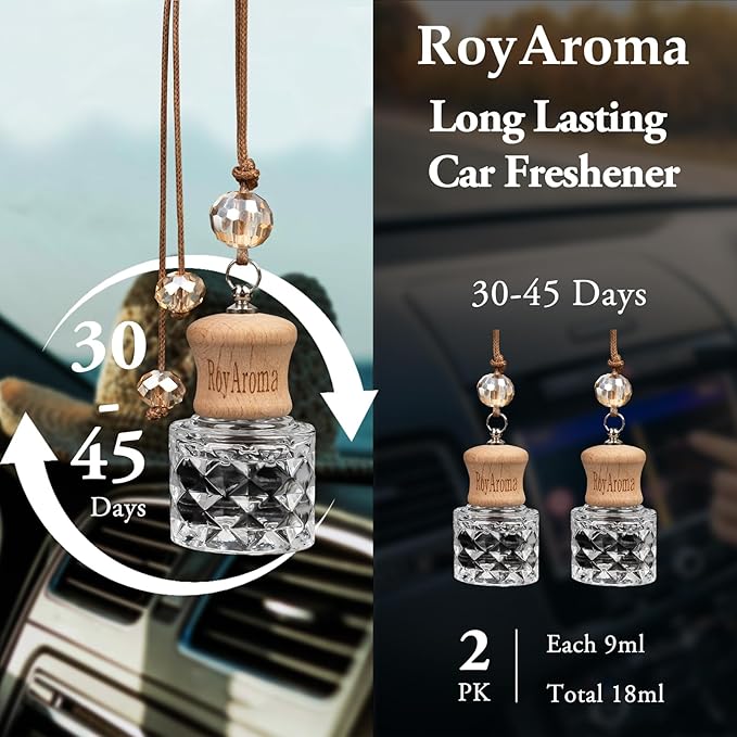 Hanging Car Air Freshener, 2 Pack Long Lasting Car Fresheners up to 30-45 Days, Natural Fragrance Cars Essential Oil Diffuser for Home Office - Pistachio Salted Caramel