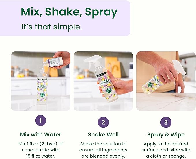 Good Natured Brand All-Purpose Cleaner Concentrate | Multi-Surface Cleaner | Natural Lavender Essential Oil | Multipurpose Cleaner Concentrate All Surfaces | Lavender | 8oz makes 128oz