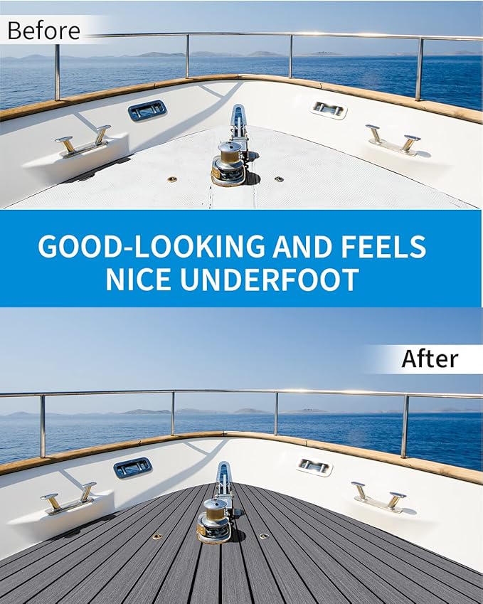 OCEANBROAD EVA Foam Boat Flooring with 3M Adhesive Backing Marine Self-Adhesive Decking 96''x45.6''/36''/28.8''/16.8'', 48''x16.8'' Faux Teak Sheet for Jon Boats Swim Platform Helm Pad RV Floor