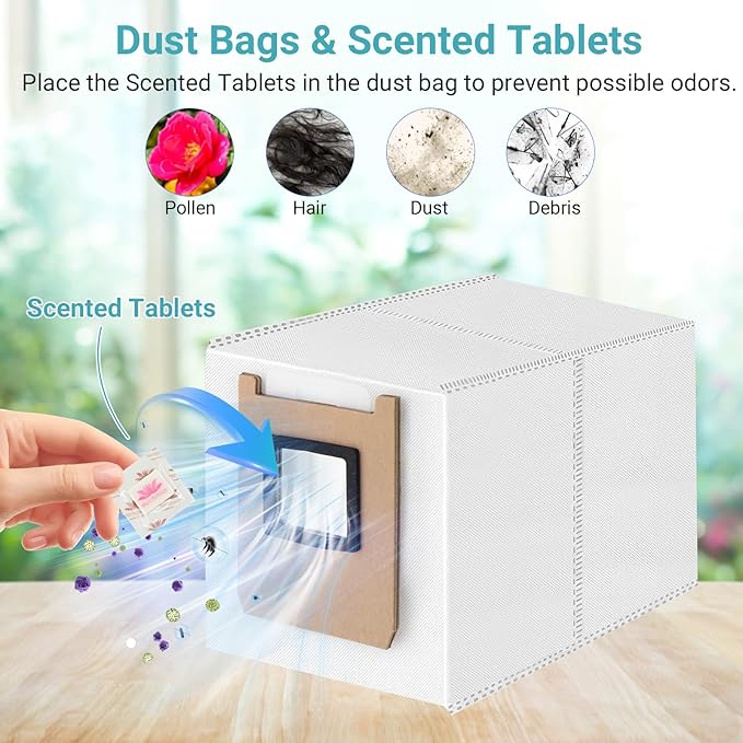 Replacement Kit for Eufy E25 Omni / E28 Omni: 1 Pair Main Brushes, 2 Roller Mops, 4 HEPA Filters(Left), 6 Side Brushes, 6 Dust Bags, 6 Scented Tablets (for Dust Bag Odor Control)
