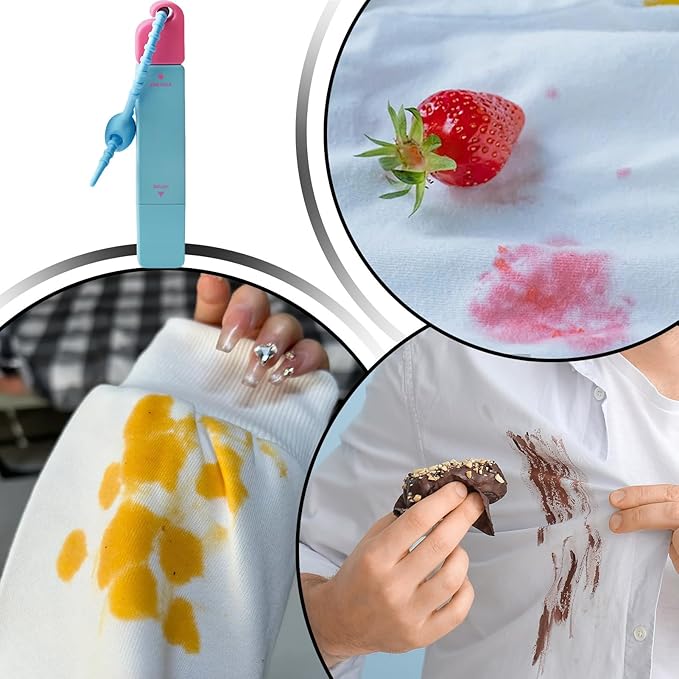 Travel Stain Remover Pen Double-Ended Stick, Portable Fabric Spot Cleaner for Clothes, Kids Adults Clothing, Instant Cleaning Tool Outdoor Picnic Camping BBQ Vacation Laundry Use