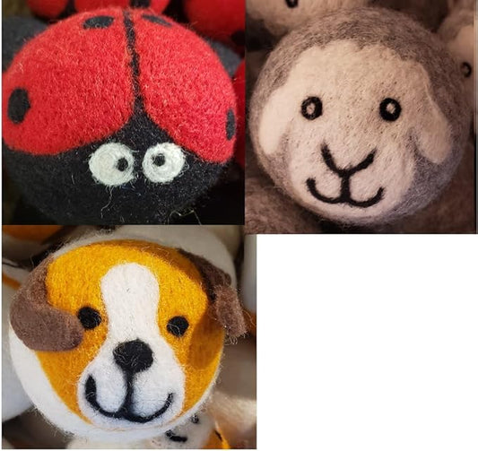 Lifestyle Cute Animal Wool Dryer Balls, Set of 3