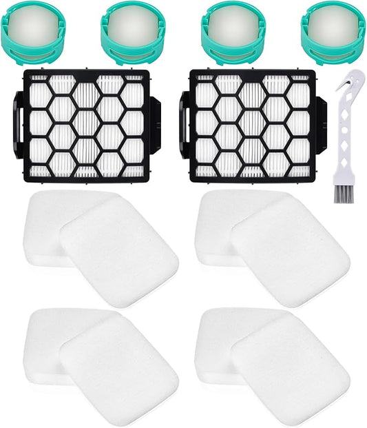 Filter Replacement for Shark UV900 UV950 Pet Performance Lift-Away DuoClean PowerFins Upright Vacuum, 2 HEPA +4 Foam Felt Filters+4 Odor Neutralizer Cartridges, Part #XFFK602UKT, XHF320