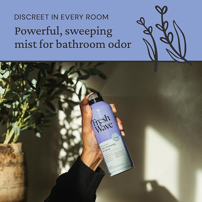 Fresh Wave Lavender Odor Eliminator Spray & Air Freshener, 8 oz. | Non-Aerosol, Fine Mist | Odor Absorbers | Safer Odor Relief | Natural Plant-Based Odor Eliminator | For Furniture, Fabrics & Trash